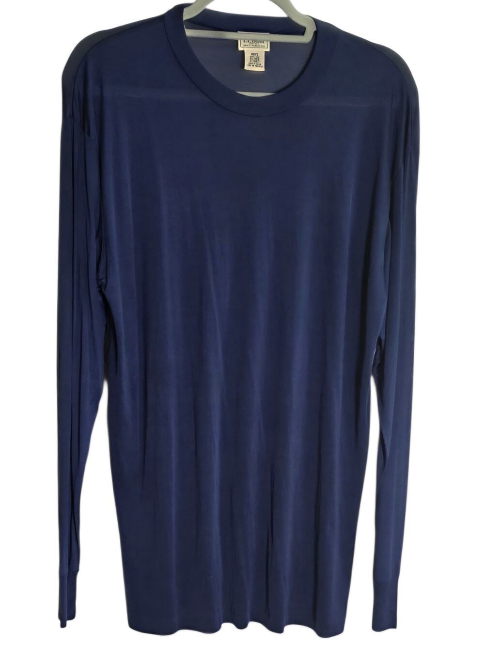 L.L.Bean 100% Silk Base Layer Thermal Crew Neck Shirt Blue Men's XL